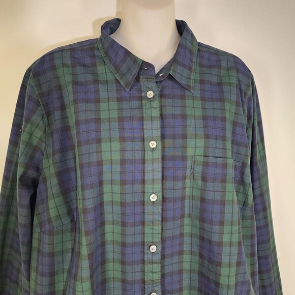 J. Crew Shirt 2X Black Watch Plaid Button Up Stretch Cotton Poplin Signature Fit - Picture 5 of 11